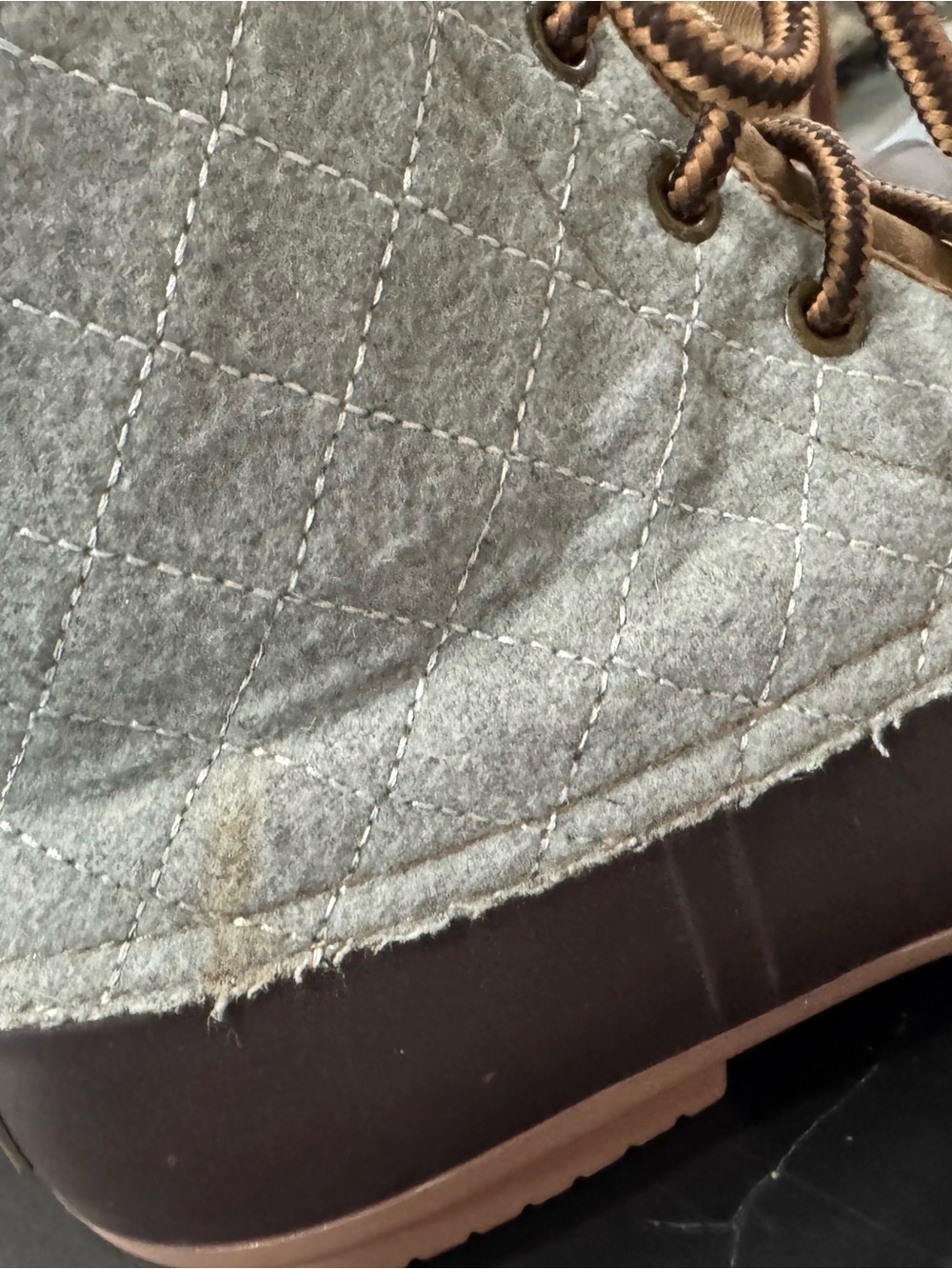 Simply Southern Quilted Gray and Brown Lace-Up Duck Boots - Picture 2 of 2